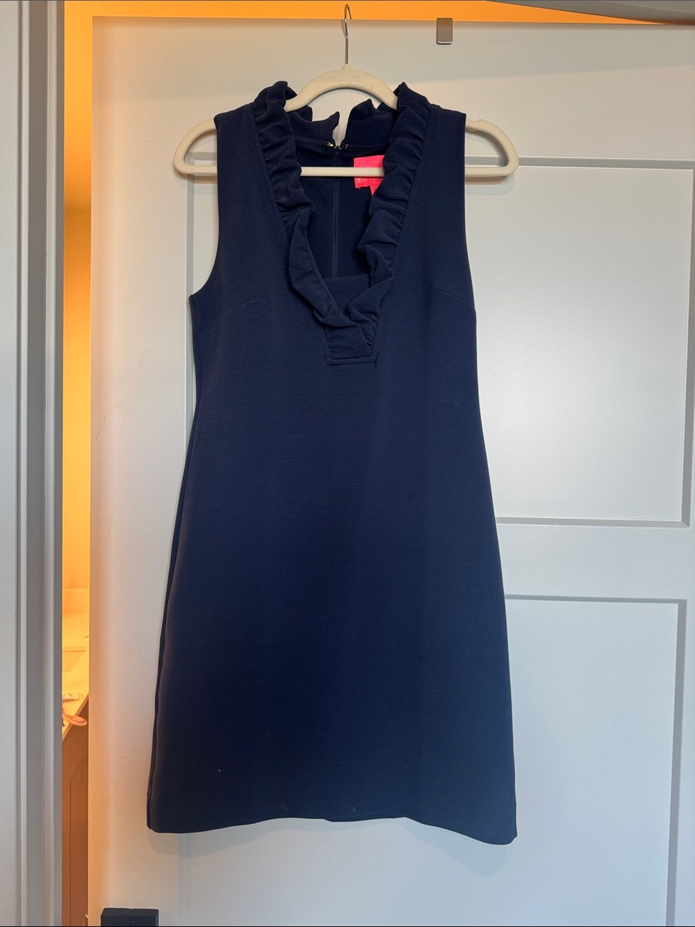Lily Pulitzer Ruffle V-Neck Navy Dress